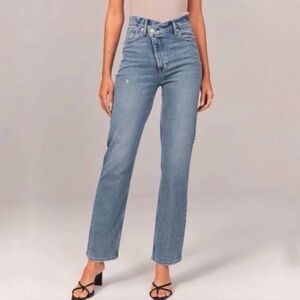 Abercrombie & Fitch Denim Blue Straight Leg Jeans, Cross Waist